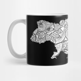 Mandala art map of Ukraine with text in white Mug